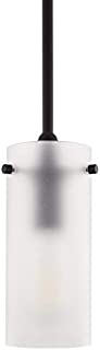 Effimero Small Hanging Pendant Light - Black w/Frosted Glass - Linea di Liara LL-P316F-BLK