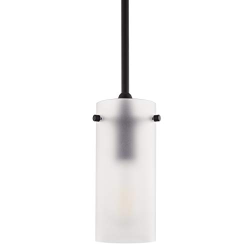 Effimero Small Hanging Pendant Light - Black w/Frosted Glass - Linea di Liara LL-P316F-BLK