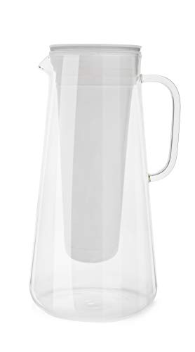 LifeStraw Home 7-Cup Glass Water Filter Pitcher Tested to Protect Against Bacteria, Parasites, Microplastics, Lead, Mercury, and a Variety of Chemicals (White)