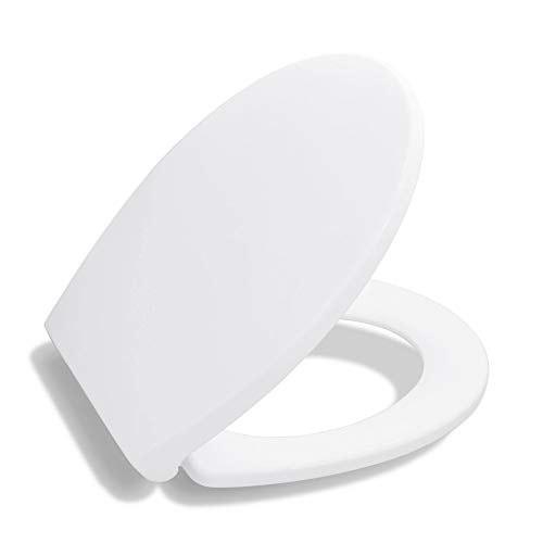 Toilet Seat Round BATH ROYALE BR620-00 White Premium Round Toilet Seat Slow Close, Replacement Toilet Seat Fits All Toilet Brands including Kohler, Toto and American Standard