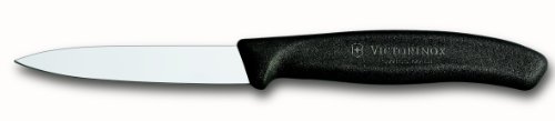 Victorinox 3.25 Inch Swiss Classic Paring Knife with Straight Edge, Spear Point, Black, 3.25