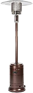 Fire Sense Aged Chestnut Finish Commercial Patio Heater with Wheels | Stainless Steel Construction | Hammertone Bronze Finish | Uses 20 Pound Propane Tank | 46,000 BTU Output | Portable Outdoor Heat L