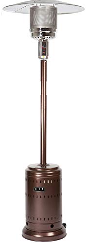 Fire Sense Aged Chestnut Finish Commercial Patio Heater with Wheels | Stainless Steel Construction | Hammertone Bronze Finish | Uses 20 Pound Propane Tank | 46,000 BTU Output | Portable Outdoor Heat L