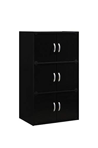 Hodedah 6 Door Bookcase cabinet, Black