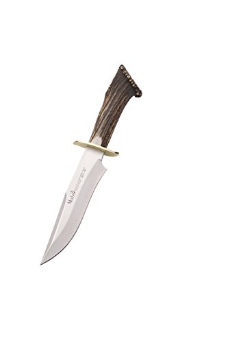 Muela MAGNUM-17S Genuine Red Stag Crown Antler Handle Hunting Knife with Leather Sheath, 6-1/2