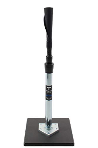 TANNER TEE the ORIGINAL | Premium Baseball/Softball Batting Tee w/ Tanner Original Base, Patented Hand-rolled FlexTop, and Easy Height Adjustments for Ages 9 & up, Metal/Black, Adjustable Height: 26