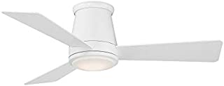 WAC Lighting Hug Indoor or Outdoor Flushmount Smart Compatible Ceiling Fan with Remote Control 44in Blade Span Matte White 3000K Warm White LED