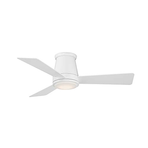 WAC Lighting Hug Indoor or Outdoor Flushmount Smart Compatible Ceiling Fan with Remote Control 44in Blade Span Matte White 3000K Warm White LED