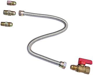 Stanbroil One Stop Gas Appliance Hook Up Kit - Brass Gas Ball Valve and Flexible Gas Connector w/Fittings