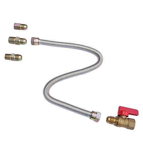 Stanbroil One Stop Gas Appliance Hook Up Kit - Brass Gas Ball Valve and Flexible Gas Connector w/Fittings