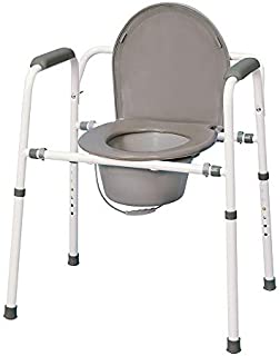 MedPro Homecare Commode Chair with Adjustable Height, Gray