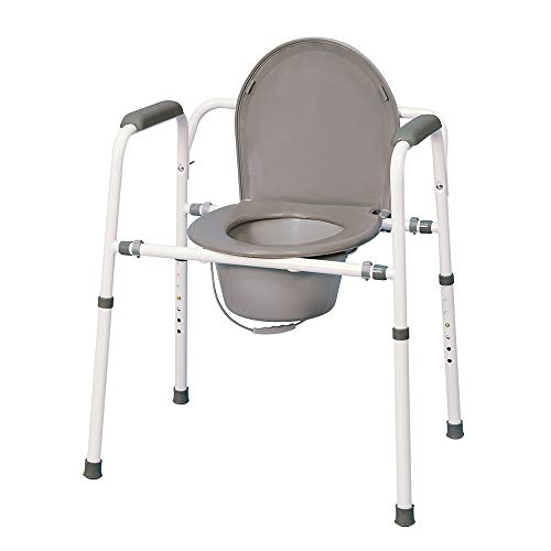 MedPro Homecare Commode Chair with Adjustable Height, Gray