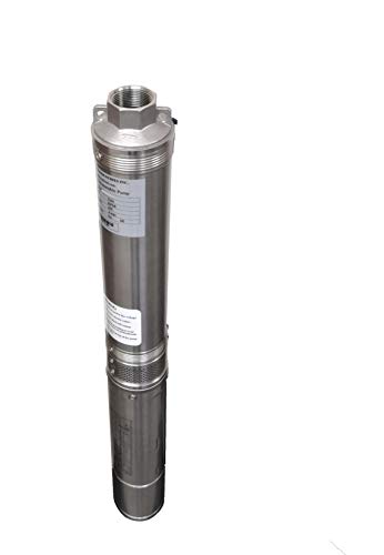 Hallmark Industries MA0414X-7A Deep Well Submersible Pump, 1 hp, 230V, 60 Hz, 30 GPM, 207' Head, Stainless Steel, 4