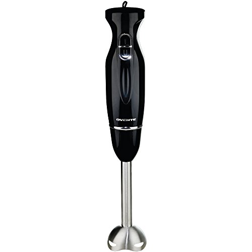 Ovente Immersion Electric Hand Blender with Stainless Steel Blades & Easy Grip Handle, 300 Watt Powered Stick Mixer with 2 Mix Blending Speed for Smoothies, Puree Baby Food and Soup, Black HS560B