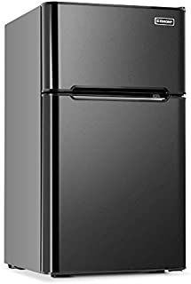 Euhomy Mini Fridge with Freezer, 3.2 Cu.Ft Compact Refrigerator with freezer, 2 Door Mini Fridge with freezer, Upright for Dorm, Bedroom, Office, Apartment- Food Storage or Drink Beer, Black