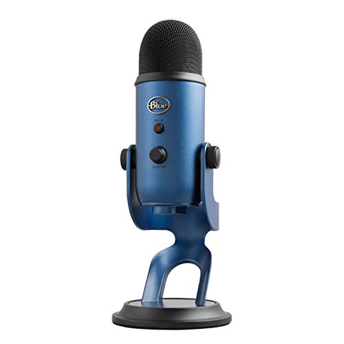 Blue Yeti USB Mic for Recording & Streaming on PC and Mac, 3 Condenser Capsules, 4 Pickup Patterns, Headphone Output and Volume Control, Mic Gain Control, Adjustable Stand, Plug & Play - Midnight Blue