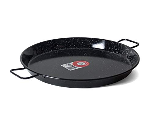 Garcima 18-Inch Enameled Steel Paella Pan, 46cm, Medium, Black