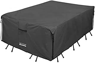 ULTCOVER 600D Tough Canvas Durable Rectangular Patio Table and Chair Cover - Waterproof Outdoor General Purpose Furniture Covers 88Lx62Wx28H inch, Black