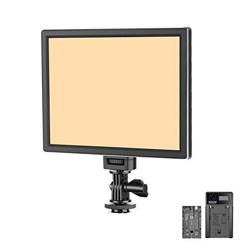 Neewer T100 Softer SMD LED Video Light Lighting Kit: Bi-Color 3200K-5600K Dimmable Ultra Thin LED Panel with 2600mAh Li-ion Battery and USB Charger for Children Portrait Product Studio Photography