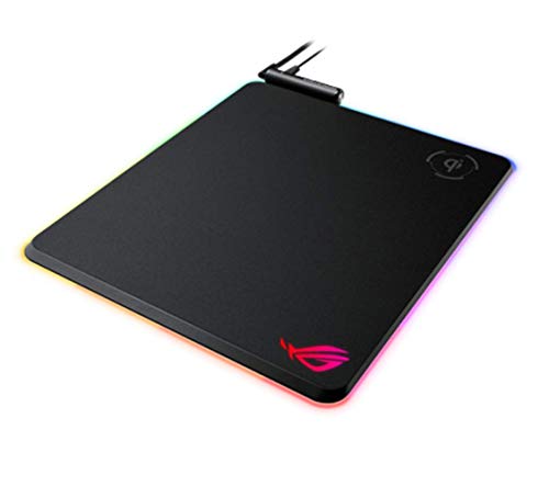 ASUS ROG Balteus Qi Vertical Gaming Mouse Pad with Wireless Qi Charging Zone, Hard Micro-Textured Gaming Surface, USB Pass-Through, Aura Sync RGB Lighting and Non-Slip Base (12.6 X 14.6)