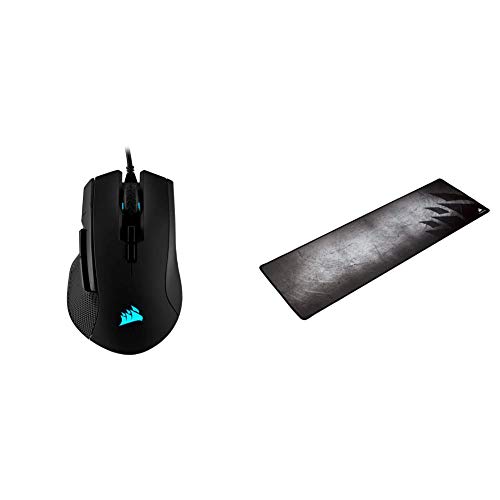 Corsair Ironclaw RGB - FPS and MOBA Gaming Mouse, Black & MM300 - Anti-Fray Cloth Gaming Mouse Pad - High-Performance Mouse Pad Optimized for Gaming Sensors, Multi Color (CH-9000108-WW)