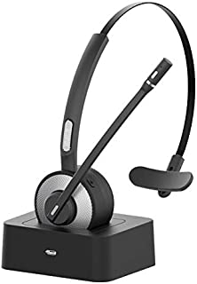 Willful M98 Bluetooth Headset Wireless Headset with Microphone Charging Base Pro Clear Sound for Car Truck Driver Call Center Home Office PC