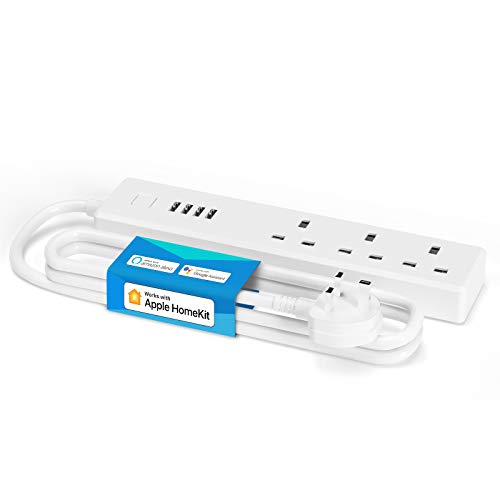 Meross Smart Power Strip Compatible with HomeKit, Alexa, Google Assistant Voice Control with 3 AC Outlets and 4 USB Ports Wi-Fi Surge Protector Compatible with SmartThigns Remote Control