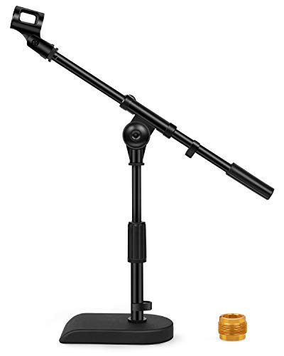 InnoGear Adjustable Desk Microphone Stand, Weighted Base with Soft Grip Twist Clutch, Boom Arm, 3/8