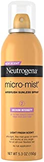 Neutrogena Micromist Airbrush Sunless Tanning Spray, Gradual Sunless Indoor Tanner with Witch Hazel, Alcohol-Free, Oil-Free & Non-Comedogenic Formula, Medium Intensity, 5.3 oz