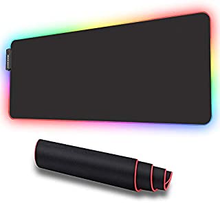 LUXCOMS RGB Soft Gaming Mouse Pad Large, Oversized Glowing Led Extended Mousepad Non-Slip Rubber Base Computer Keyboard Pad Mat31.5X 11.8in