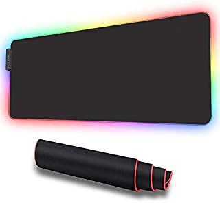 LUXCOMS RGB Soft Gaming Mouse Pad Large , Oversized Glowing Led Extended Mousepad Non-Slip Rubber Base Computer Keyboard Pad Mat31.5X 11.8in