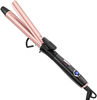 KIPOZI 1 Inch Curling Iron Hair Curler with Ceramic Coating Barrel,Professional Curling Wand Instant Heat up to 450°F,Dual Voltage,Include Heat Resistant Glove(Rose Pink)