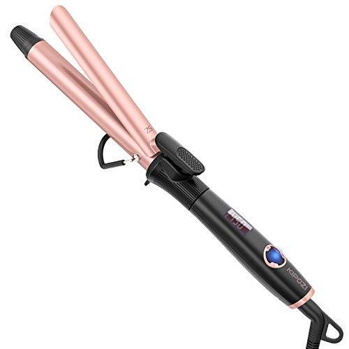 KIPOZI 1 Inch Curling Iron Hair Curler with Ceramic Coating Barrel,Professional Curling Wand Instant Heat up to 450°F,Dual Voltage,Include Heat Resistant Glove(Rose Pink)