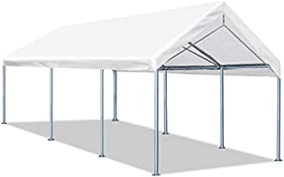 Quictent 10x20 Carport Upgraded Heavy Duty Car Canopy Galvanized Car Boat Shelter with 4 Reinforced Steel Cables White