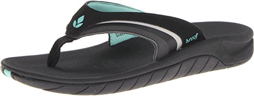 Reef Women's Slap 3 Sandal, Black/Black/Aqua, 11