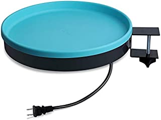 GESAIL Heated Birdbath for Outdoors, 14 Inches All Seasons Heated Bird Bath Heater with Metal Stand and 3 Easy Ways to Mount, 75-Watt, Blue