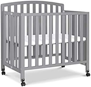 DaVinci Dylan Folding Portable 3-in-1 Mini Crib and Twin Bed in Grey, Greenguard Gold Certified