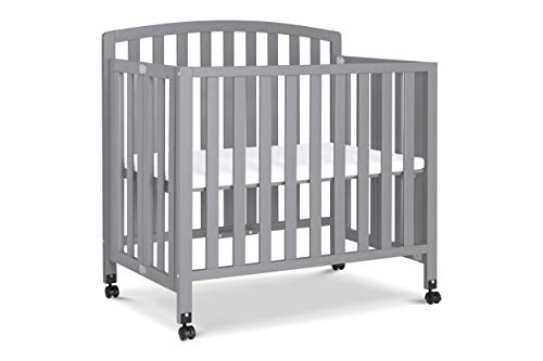 DaVinci Dylan Folding Portable 3-in-1 Mini Crib and Twin Bed in Grey, Greenguard Gold Certified