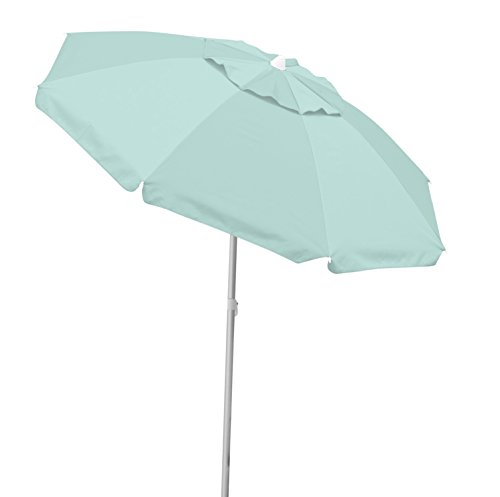 Chaby International | Caribbean Joe | Portable, Adjustable Tilt Beach Umbrella With UV Protection | Vented Canopy, Built-in Sand Screw Anchor, Carry Bag | 6.5 Ft (Mint)