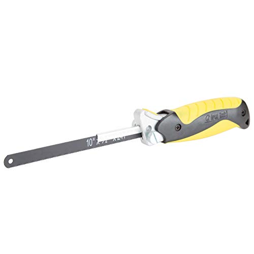 GreatNeck 80070 True Close Quarter Hacksaw | Cut Through Wood, PVC, Foam, Brass, and More | 10 inch Carbon Steel Blade and Strong Aluminum Hacksaw Frame Included | Designed for Power and Comfort