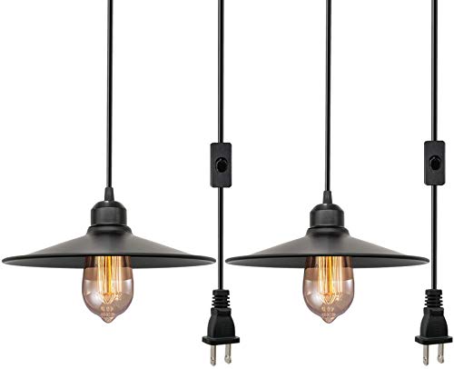 Industrial Plug in Pendant Light E26 Socket Vintage Hanging Light Vintage Hanging Cage Pendant Lighting Black Cage Pendant Light Fixture with On/Off Switch, for Dining Room Living Room