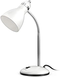 LEPOWER Metal Desk Lamp, Adjustable Goose Neck Table Lamp, Eye-Caring Study Desk Lamps for Bedroom, Study Room and Office (White)