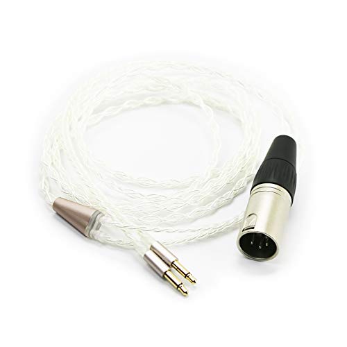 NewFantasia HiFi Cable with 4-pin XLR Balanced Male Compatible with Denon AH-D600, AH-D7200, AH-D7100, Meze 99 Classics, Focal Elear Headphones Silver Plated Replacement Audio Upgrade Cable