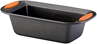 Rachael Ray Yum-o! Bakeware Oven Lovin' Nonstick Loaf Pan, 9-Inch by 5-Inch Steel Pan, Gray with Orange Handles