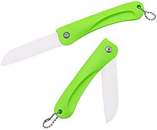 YAODHAOD Folding Knife,Folding Vegetable Fruit Ceramic Knife Handy Perfect for Picnics,Camping - 5 colors optional (Green)