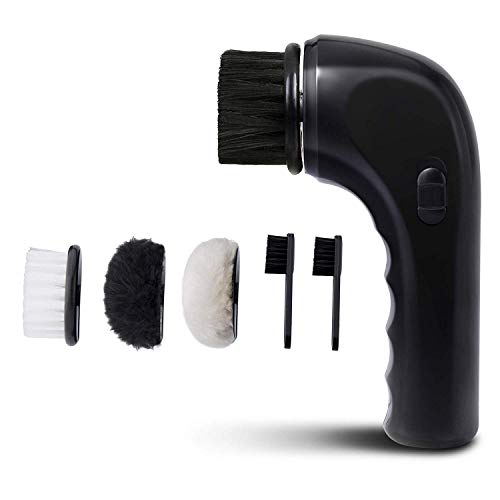 Electric Shoe Cleaner Brush, Electric Shoe Polisher Brush Shoe Shiner Dust Cleaner Portable Wireless Leather Cleaner Care Kit For Leather Shoes (Black) mini