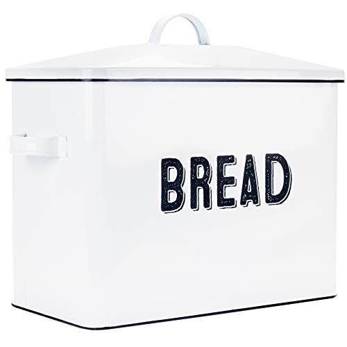 Aesthetic Farmhouse Bread Box For Kitchen Countertop - Extra Large Breadbox Holds 2+ Loaves Of Bread - Perfect Metal Storage Tin To Keep Your Bread, Bagels, Rolls And Buns Fresh For A Long Time