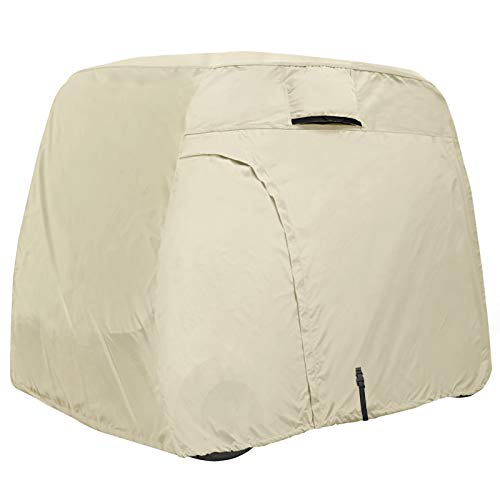 Explore Land 600D Waterproof Golf Cart Cover Fits for Most Brand 2 Passengers Golf Cart (Light Tan)