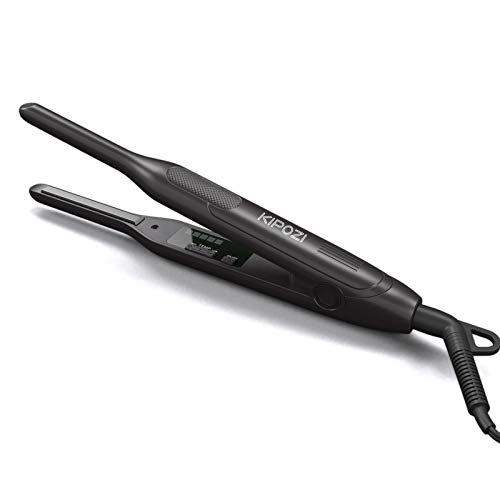 KIPOZI Pencil Flat Iron, Small Flat Iron for Short Hair and PixieCut, 0.3 Inch Titanium Beard Hair Straightener with Variable Temperature, Dual Voltage