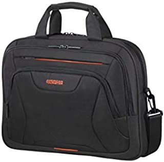 American Tourister Unisex Adult Briefcase, Black (Black/Orange), M (15.6 Inch)